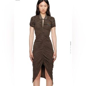 Vivienne Westwood Brown Ruched Front Midi Dress